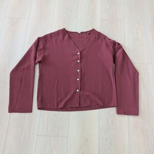 Burgundy Button-Up Top